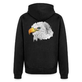 Adler Kopf mit Schnabel großer Kopf - Unisex Premium Bio Zip Hoodie - Schwarz - Hinten - Nico (187cm)