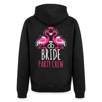 Bride Braut Party Crew JGA Flamingos Eheringe 103 - Unisex Premium Bio Zip Hoodie - Schwarz - Hinten - Nico (187cm)