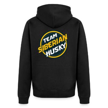 Team Husky - Unisex Premium Organic Zip Hoodie - black - Back - Nico (187cm)
