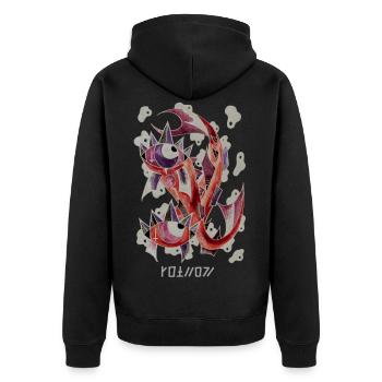 Negative Fische - Unisex Premium Bio Zip Hoodie - Schwarz - Hinten - Nico (187cm)