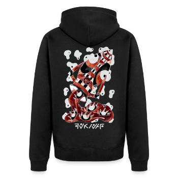 Wassermann Négutif - Unisex Premium Bio Zip Hoodie - Schwarz - Hinten - Nico (187cm)