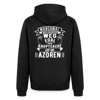 Sometimes I just have to leave - the main thing is Azores - Unisex Premium Organic Zip Hoodie - black - Back - Nico (187cm)