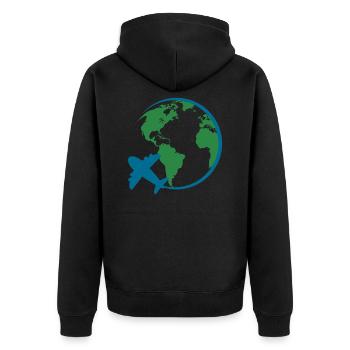 Voyage dans le monde - Veste à capuche bio Premium Unisexe - noir - Dos - Nico (187cm)