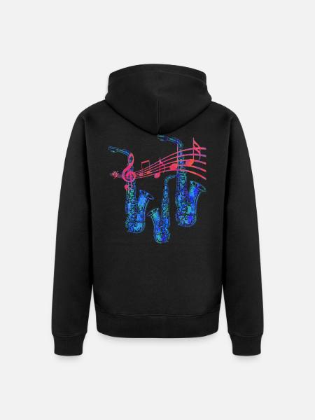 Saxofon - Unisex Premium Bio Zip Hoodie - Schwarz