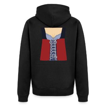 Dirndl Tracht - Unisex Premium Bio Zip Hoodie - Schwarz - Hinten - Nico (187cm)