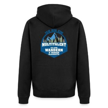 Wandern und Trinken - Unisex Premium Bio Zip Hoodie - Schwarz - Hinten - Nico (187cm)