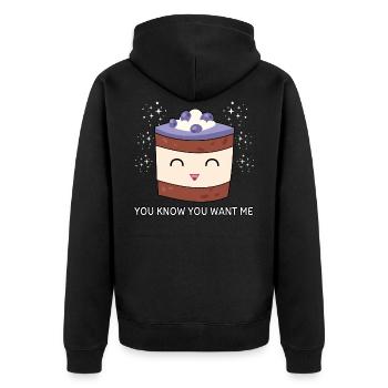 You Know You Want Me - Unisex Premium Bio Zip Hoodie - Schwarz - Hinten - Nico (187cm)