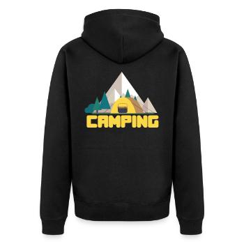 Camping and camping - Unisex Premium Organic Zip Hoodie - black - Back - Nico (187cm)