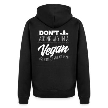 Veganer - Unisex Premium Bio Zip Hoodie - Schwarz - Hinten - Nico (187cm)