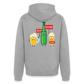 Save Water Drink Beer - Unisex Premium Bio Zip Hoodie - Grau meliert - Hinten - Nico (187cm)