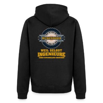 Mechatroniker - Unisex Premium Bio Zip Hoodie - Schwarz - Hinten - Nico (187cm)