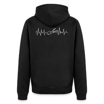 Taucher Tauchen Herzschlag EKG - Unisex Premium Bio Zip Hoodie - Schwarz - Hinten - Nico (187cm)