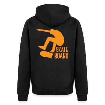 Skateboard - Unisex Premium Bio Zip Hoodie - Schwarz - Hinten - Nico (187cm)