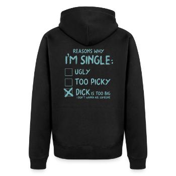 single - Unisex Premium Organic Zip Hoodie - black - Back - Nico (187cm)