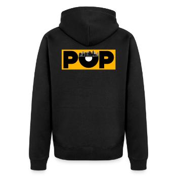 Pop Musik - Unisex Premium Bio Zip Hoodie - Schwarz - Hinten - Nico (187cm)