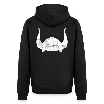 Vikinger - Unisex Premium Bio Zip Hoodie - Schwarz - Hinten - Nico (187cm)