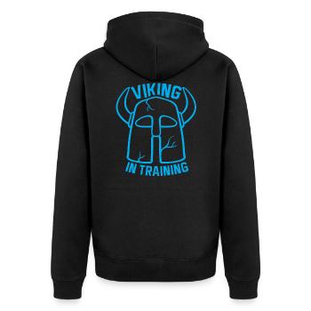 Wikinger - Unisex Premium Bio Zip Hoodie - Schwarz - Hinten - Nico (187cm)