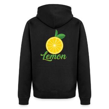 lemon - Unisex Premium Organic Zip Hoodie - black - Back - Nico (187cm)