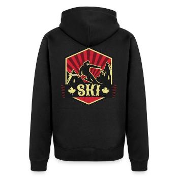 Propagande de ski | Sports d'hiver Vacances d'hiver - Veste à capuche bio Premium Unisexe - noir - Dos - Nico (187cm)