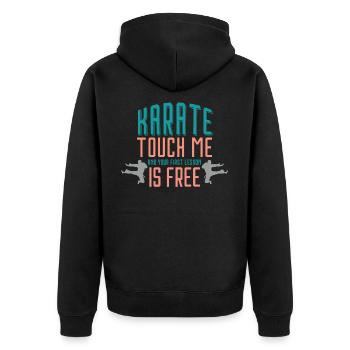 Karate - Unisex Premium Bio Zip Hoodie - Schwarz - Hinten - Nico (187cm)