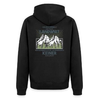 Landwirt - Unisex Premium Bio Zip Hoodie - Schwarz - Hinten - Nico (187cm)
