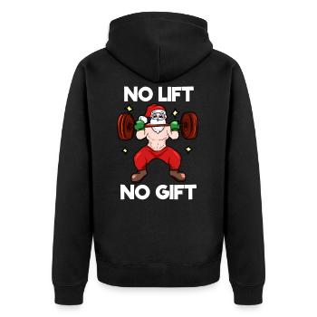No Lift No Gift - Funny saying Christmas T-Shirt - Unisex Premium Organic Zip Hoodie - black - Back - Nico (187cm)