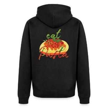 Pasta Nudeln - Unisex Premium Bio Zip Hoodie - Schwarz - Hinten - Nico (187cm)
