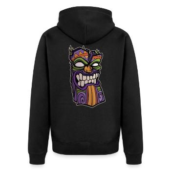 Illustration de masque Tiki - Veste à capuche bio Premium Unisexe - noir - Dos - Nico (187cm)