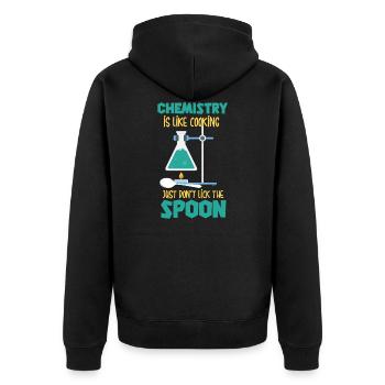 Chemie - Unisex Premium Bio Zip Hoodie - Schwarz - Hinten - Nico (187cm)