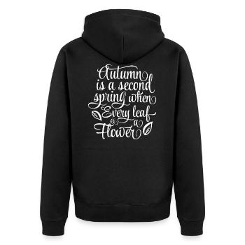 Autumn is a second Spring - Unisex Premium Organic Zip Hoodie - black - Back - Nico (187cm)
