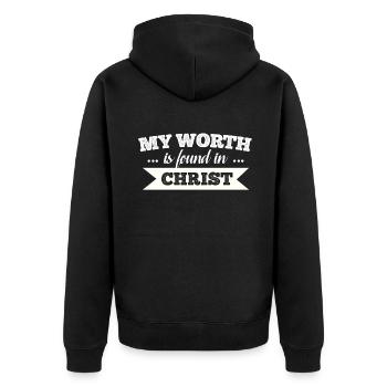 Christ - Unisex Premium Bio Zip Hoodie - Schwarz - Hinten - Nico (187cm)