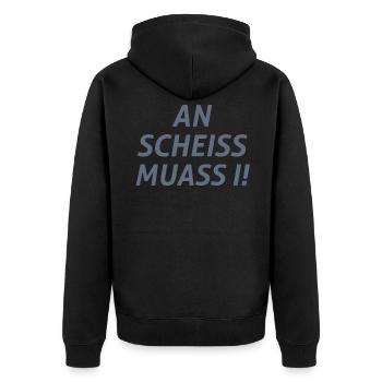 Bayrischer Spruch - Unisex Premium Bio Zip Hoodie - Schwarz - Hinten - Nico (187cm)