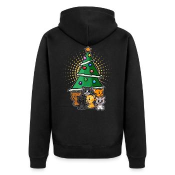 Cadeau de Noël avec des chats pour le propriétaire de chat - Veste à capuche bio Premium Unisexe - noir - Dos - Nico (187cm)