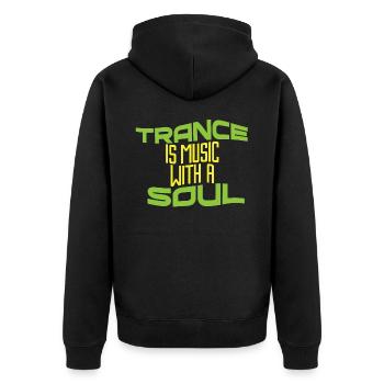 Trance - Unisex Premium Bio Zip Hoodie - Schwarz - Hinten - Nico (187cm)