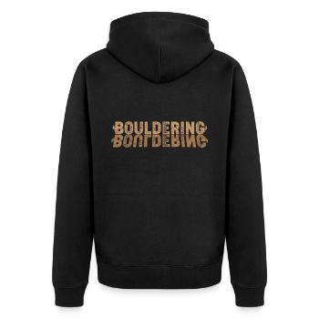 Bouldern - Unisex Premium Bio Zip Hoodie - Schwarz - Hinten - Nico (187cm)