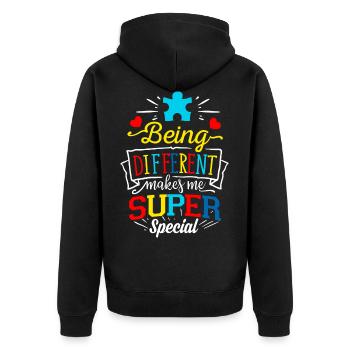 Autismus Geschenk Asperger Eltern Awareness ADHS - Unisex Premium Bio Zip Hoodie - Schwarz - Hinten - Nico (187cm)