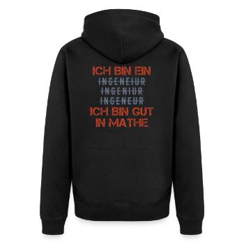 Ingenieur Spruch - Unisex Premium Bio Zip Hoodie - Schwarz - Hinten - Nico (187cm)