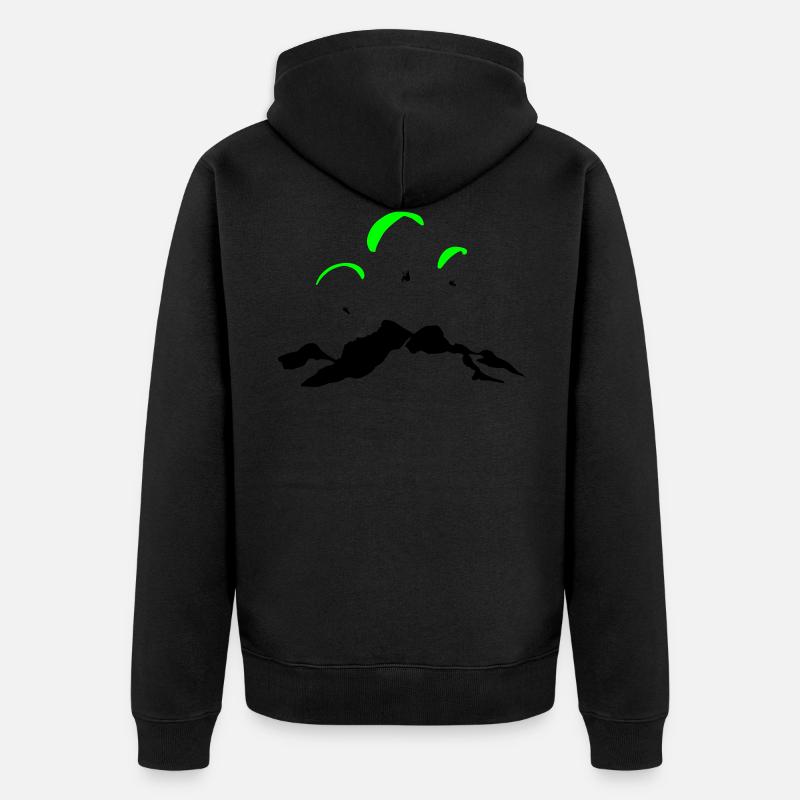 Gleitschirm Eiskogel Tennengebirge - Unisex Premium Bio Zip Hoodie - Schwarz