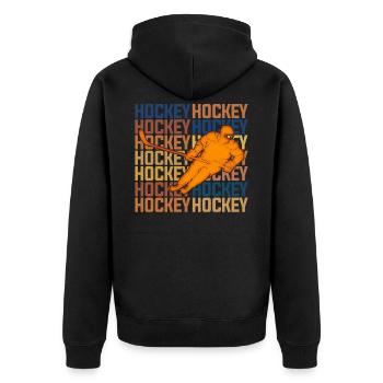 Eishockey - Unisex Premium Bio Zip Hoodie - Schwarz - Hinten - Nico (187cm)