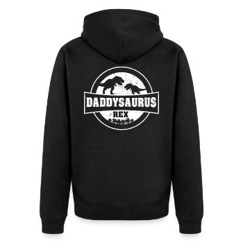 Daddysaurus Rex - Papa Geschenk Idee - Unisex Premium Bio Zip Hoodie - Schwarz - Hinten - Nico (187cm)