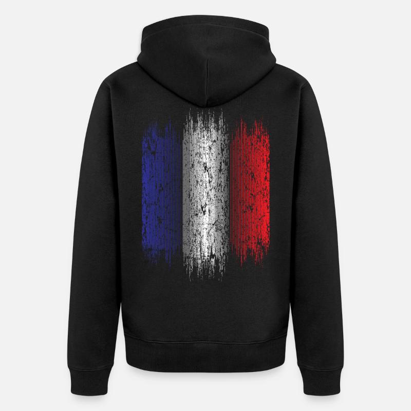Frankreich - Unisex Premium Bio Zip Hoodie - Schwarz