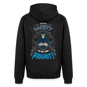 Security Service - Security - Unisex Premium Organic Zip Hoodie - black - Back - Nico (187cm)