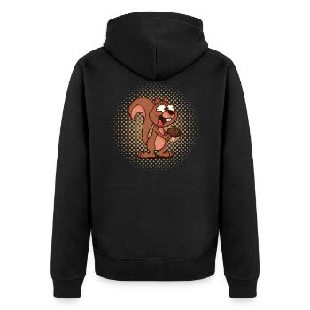squirrel - Unisex Premium Organic Zip Hoodie - black - Back - Nico (187cm)