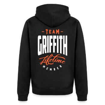 Nom Griffith - Veste à capuche bio Premium Unisexe - noir - Dos - Nico (187cm)