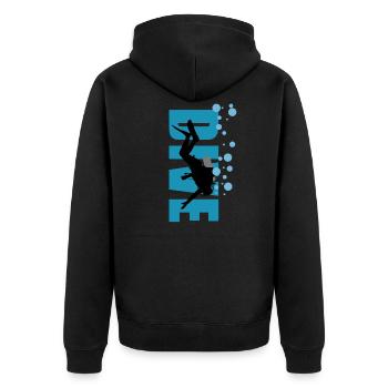 Taucher tauchen - Unisex Premium Bio Zip Hoodie - Schwarz - Hinten - Nico (187cm)