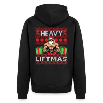 HEAVY CHRISTMAS Ugly Sweater Santa Claus Gift - Unisex Premium Bio Zip Hoodie - Schwarz - Hinten - Nico (187cm)