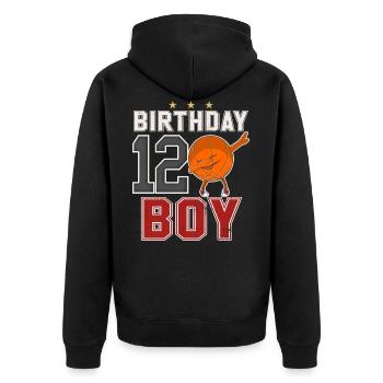 12 years old - 12th Dabbing Basketball B-Day Boy - Unisex Premium Organic Zip Hoodie - black - Back - Nico (187cm)