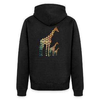 Giraffe - Unisex Premium Bio Zip Hoodie - Schwarz - Hinten - Nico (187cm)