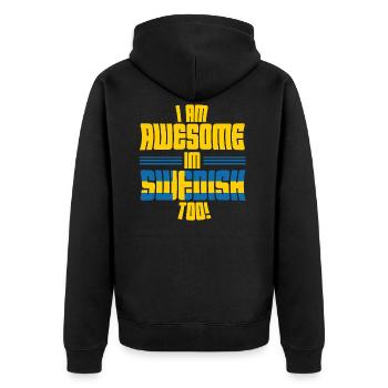 Sweden - Unisex Premium Organic Zip Hoodie - black - Back - Nico (187cm)