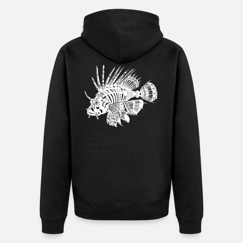 Poisson-lion blanc - Veste à capuche bio Premium Unisexe - noir